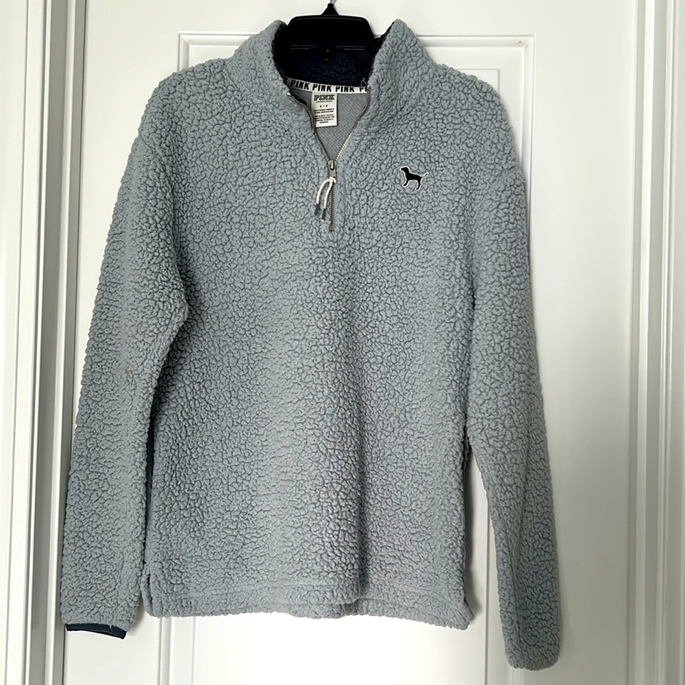 Women's Pink Sherpa Half Zip Pullover